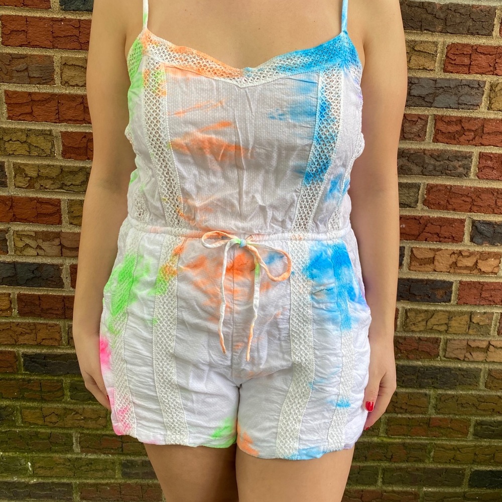 Cotton: On neon tie-dye romper